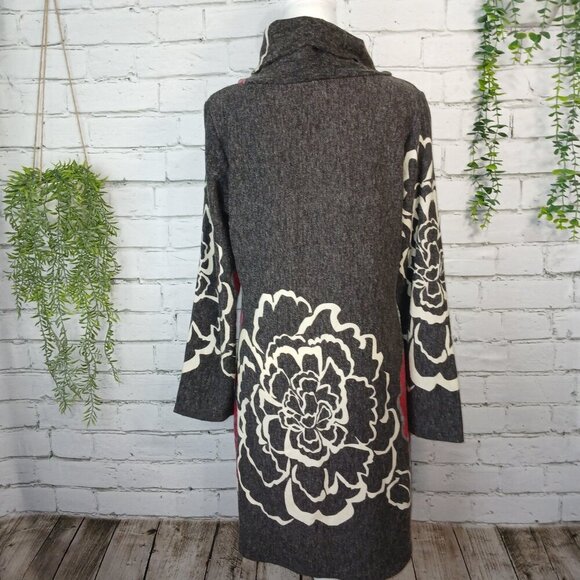 SAND STUDIO SWEATER DRESS, WOMENS, LONG SLEEVE, COWL NECK, FLORAL, SIZE SMALL - Picture 12 of 12